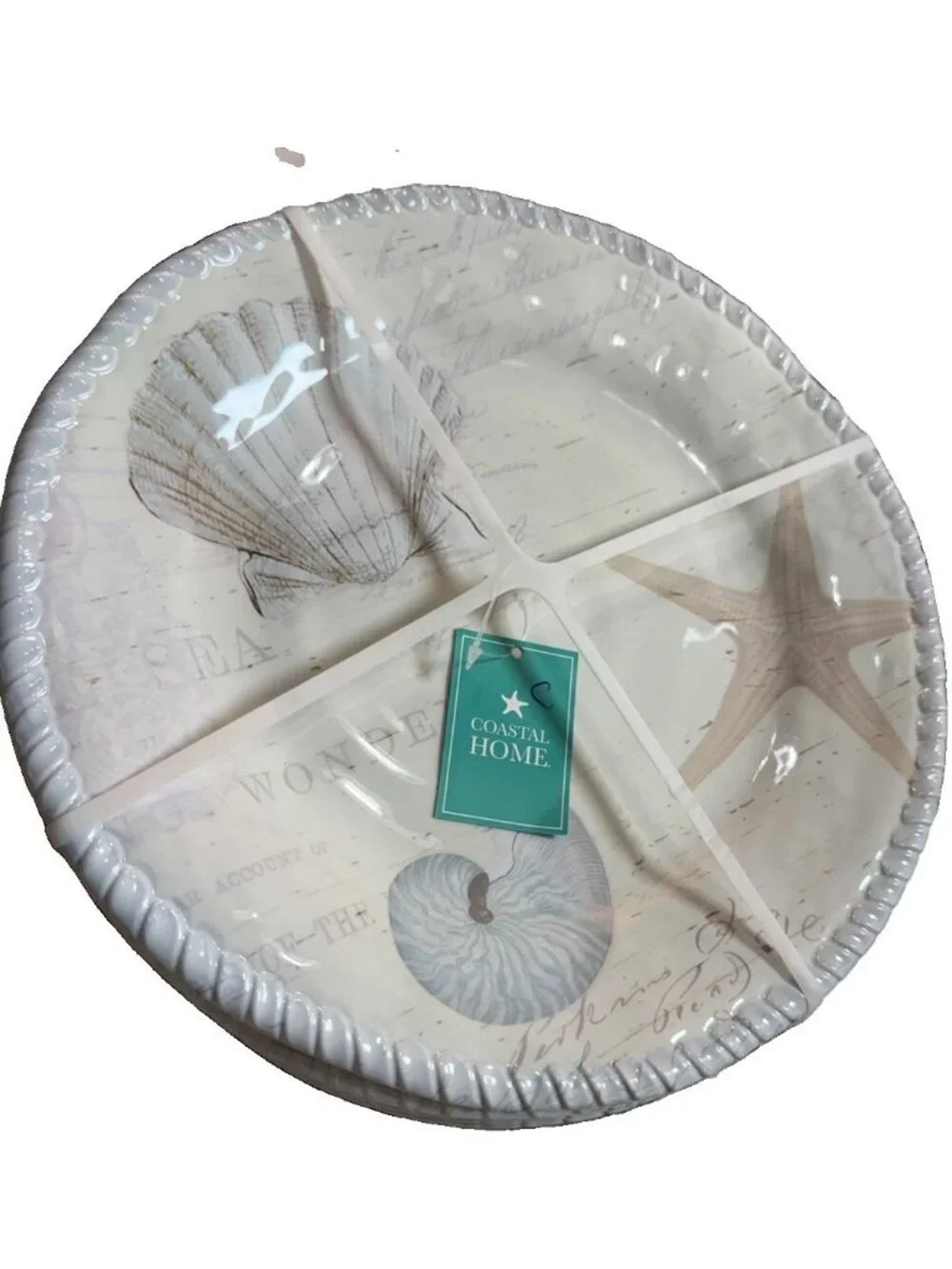 Nwt 4 Coastal Home Melamine Seashell Dinner Plates 10.5
